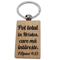 Breloc lemn, Pot totul in Hristos!